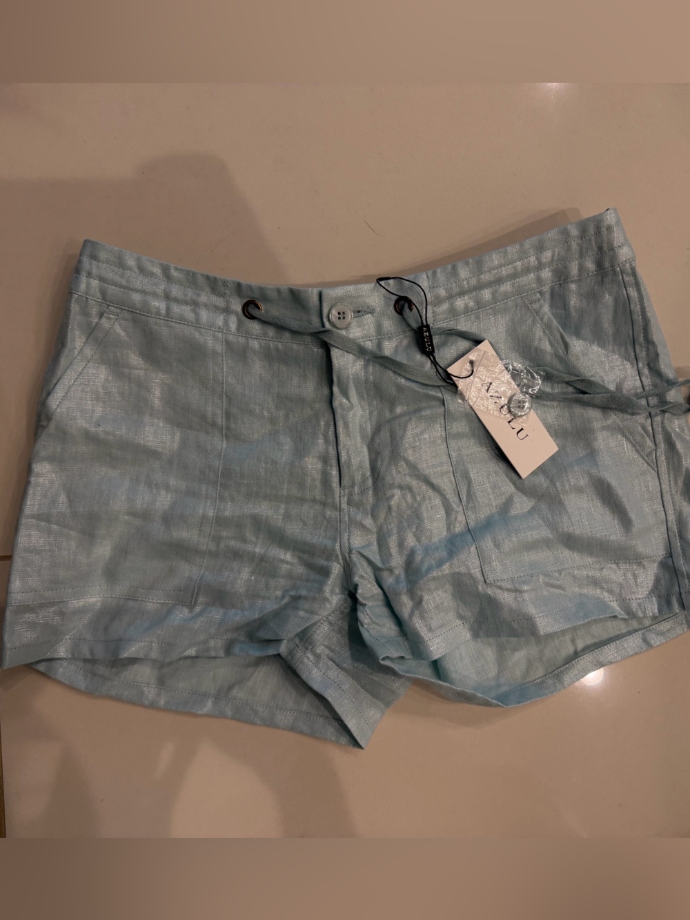 Light Blue Women's Cargo Drawstring Shorts NWT